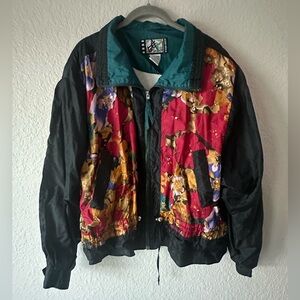 River Edge Vintage 90s Floral Windbreaker Jacket Colorblock L